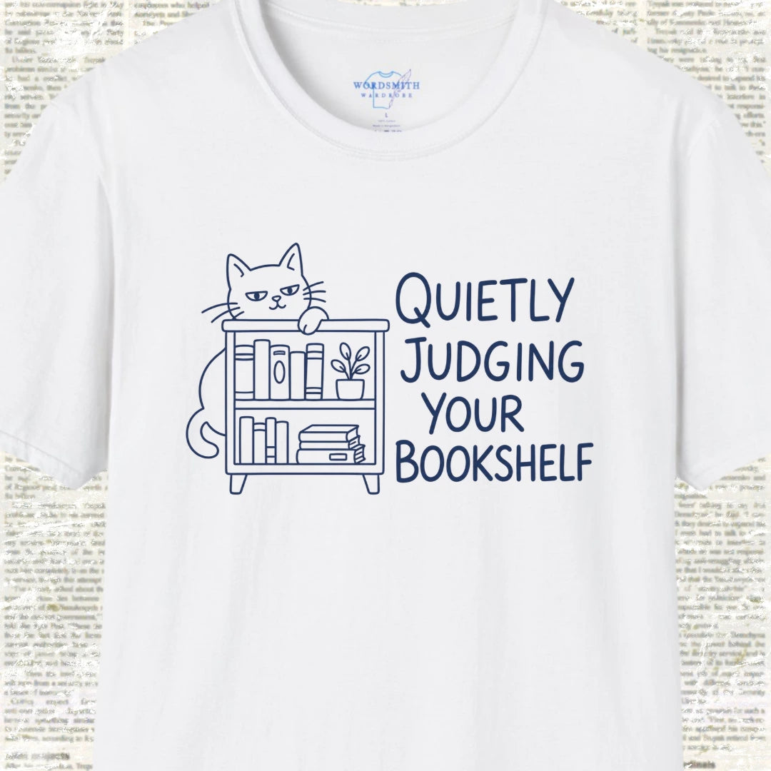 Quietly Judging Your Bookshelf T-Shirt - White
