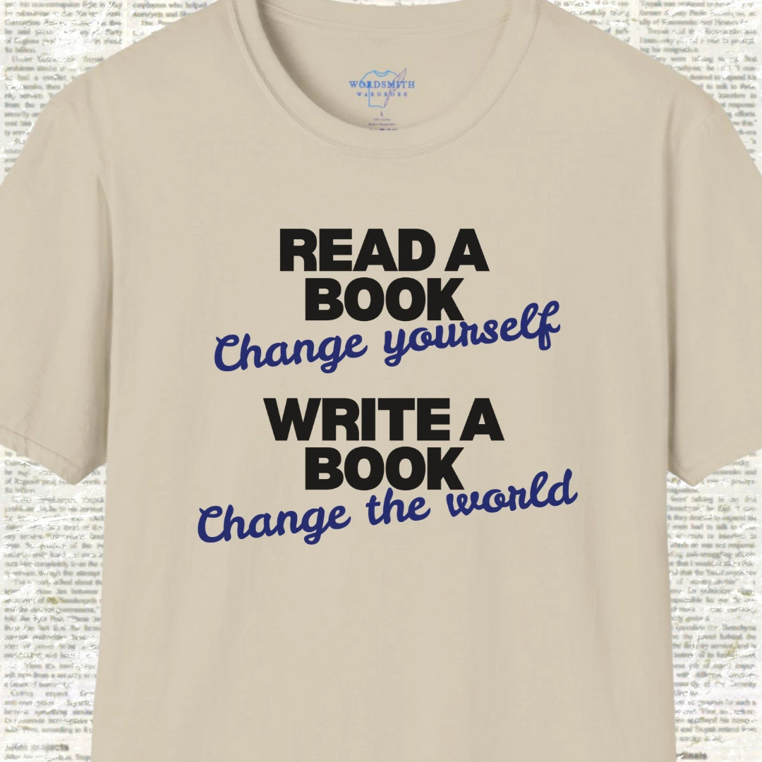 Read a Book/Write a Book T-Shirt - Sand