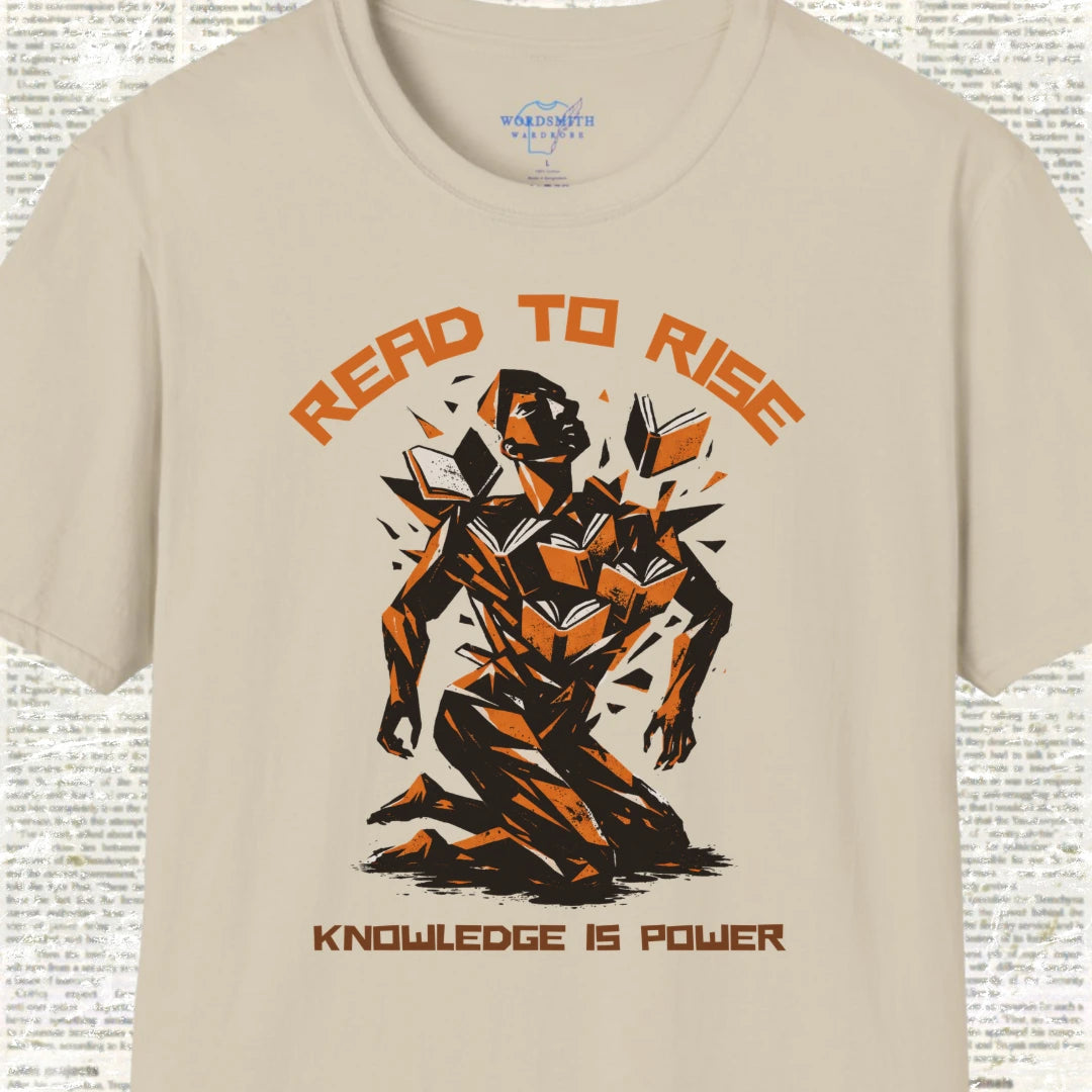 Read to Rise Shirt – Knowledge Is Power Graphic Tee - Sand