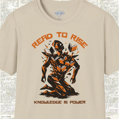 Read to Rise Shirt – Knowledge Is Power Graphic Tee - Sand