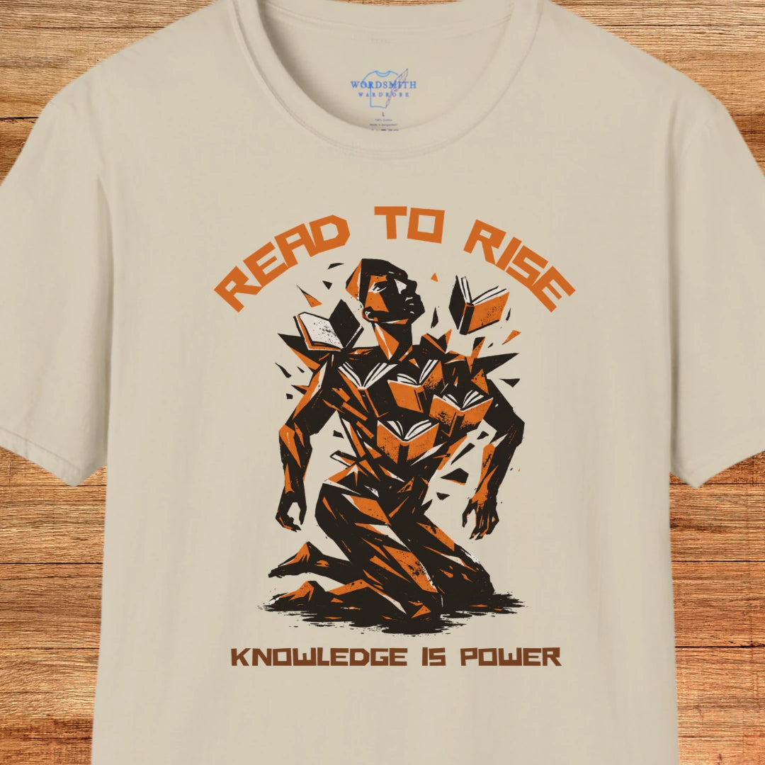 Read to Rise Shirt – Knowledge Is Power Graphic Tee - Sand