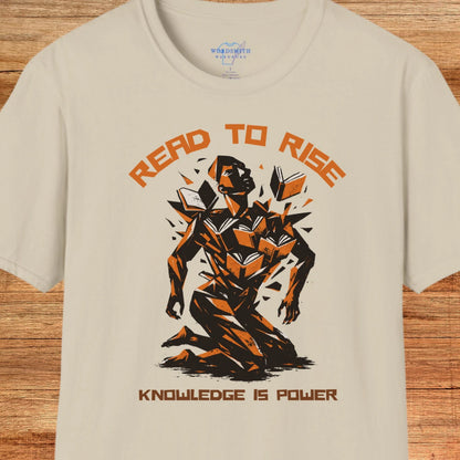 Read to Rise Shirt – Knowledge Is Power Graphic Tee - Sand