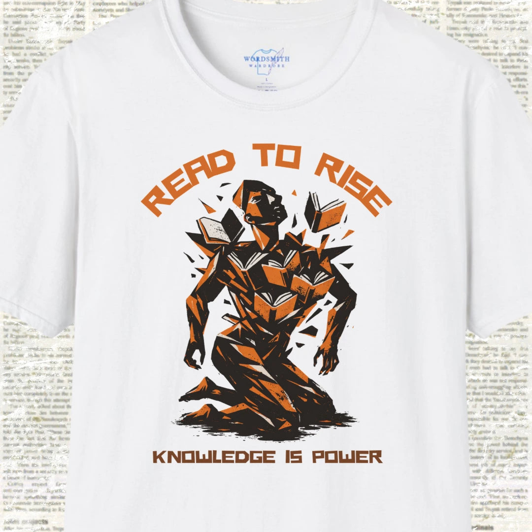 Read to Rise Shirt – Knowledge Is Power Graphic Tee - White