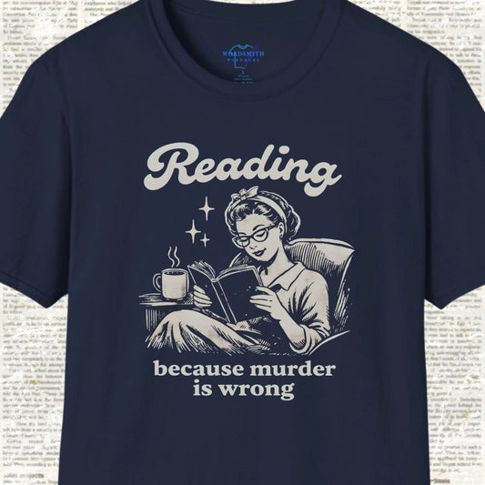 Reading Because Murder Is Wrong Shirt - Navy