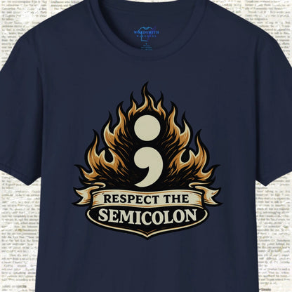 Respect the Semicolon T-Shirt - Navy