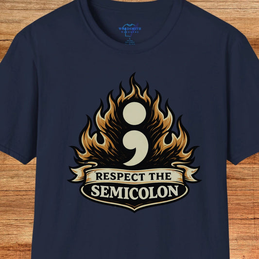 Respect the Semicolon T-Shirt - Navy