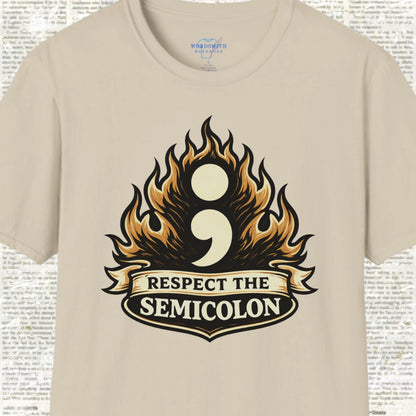 Respect the Semicolon T-Shirt - Sand