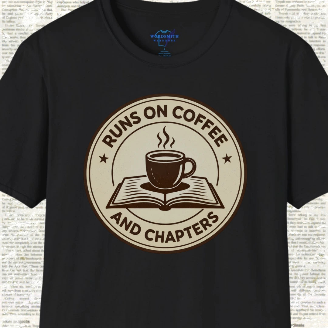 Runs on Coffee and Chapters Shirt - Black