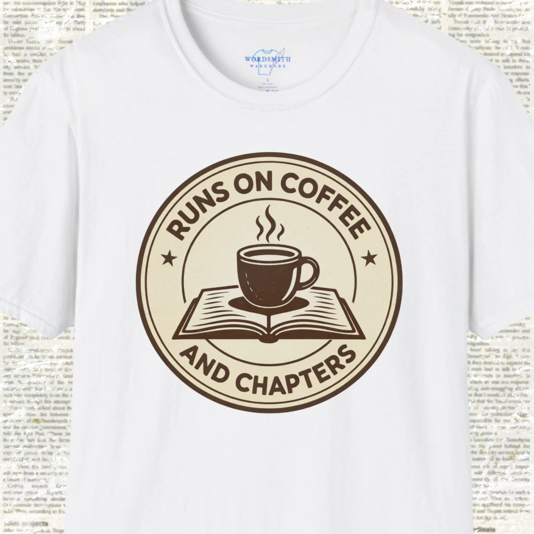 Runs on Coffee and Chapters Shirt - White