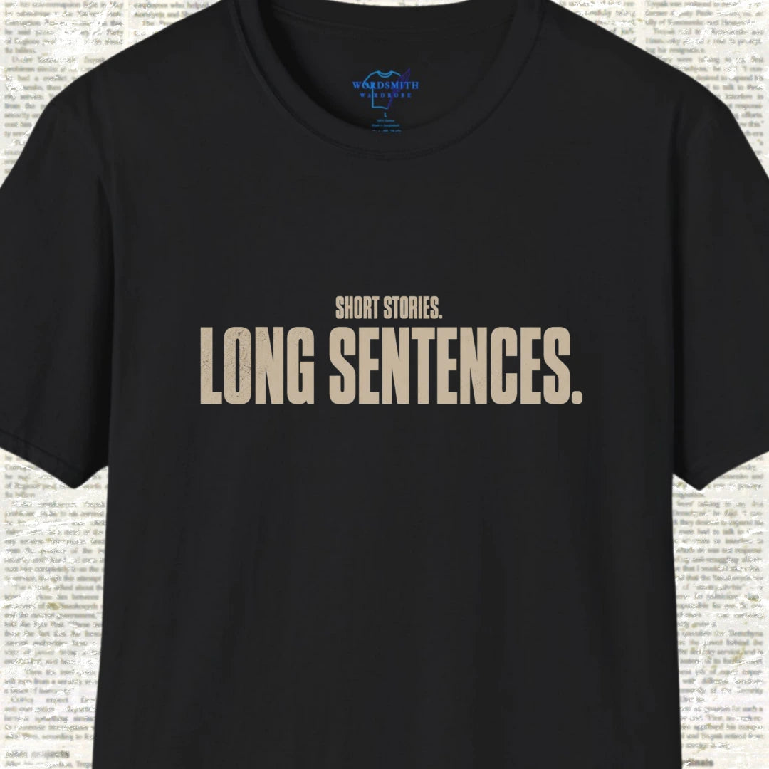Short Stories Long Sentences T-Shirt - Black