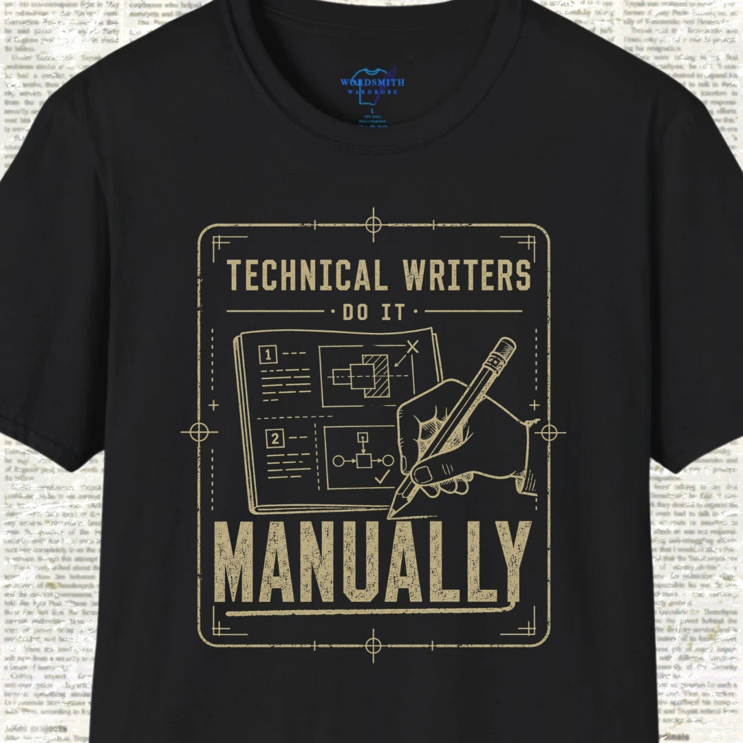 Technical Writers Do It Manually T-Shirt - Black