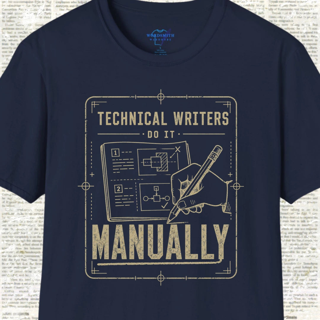 Technical Writers Do It Manually T-Shirt - Navy