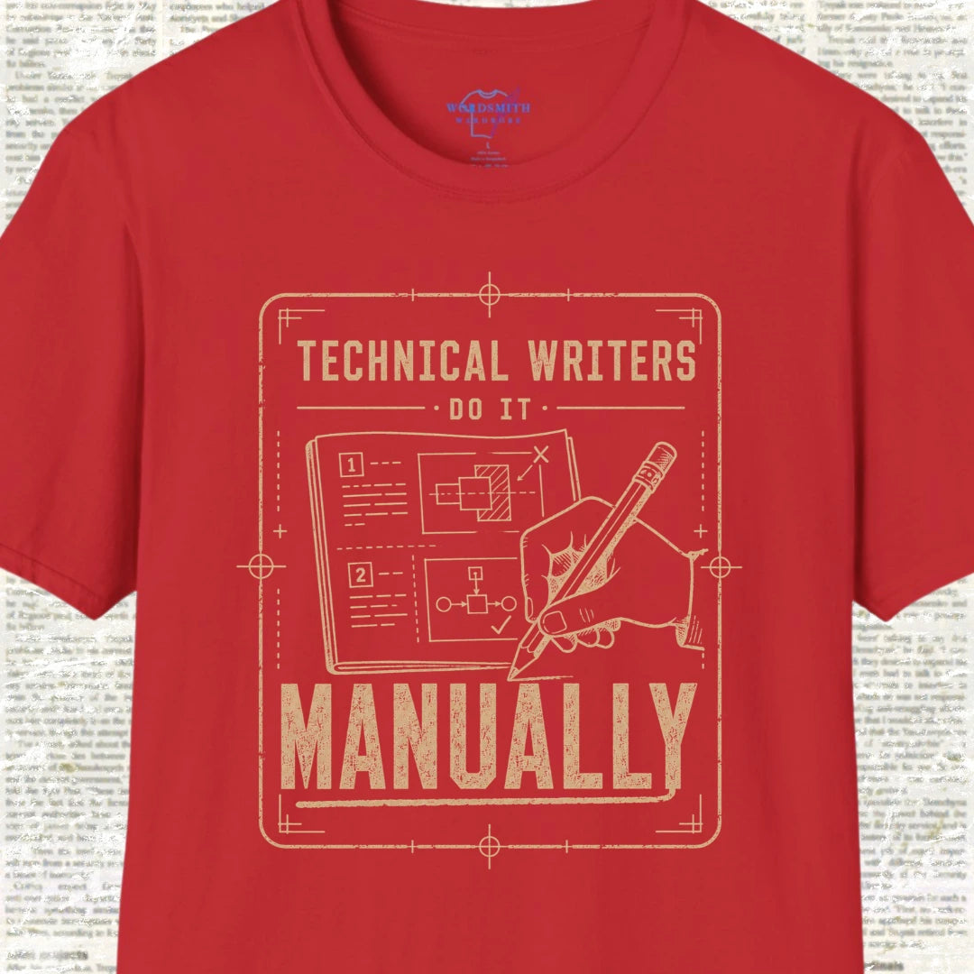 Technical Writers Do It Manually T-Shirt - Red