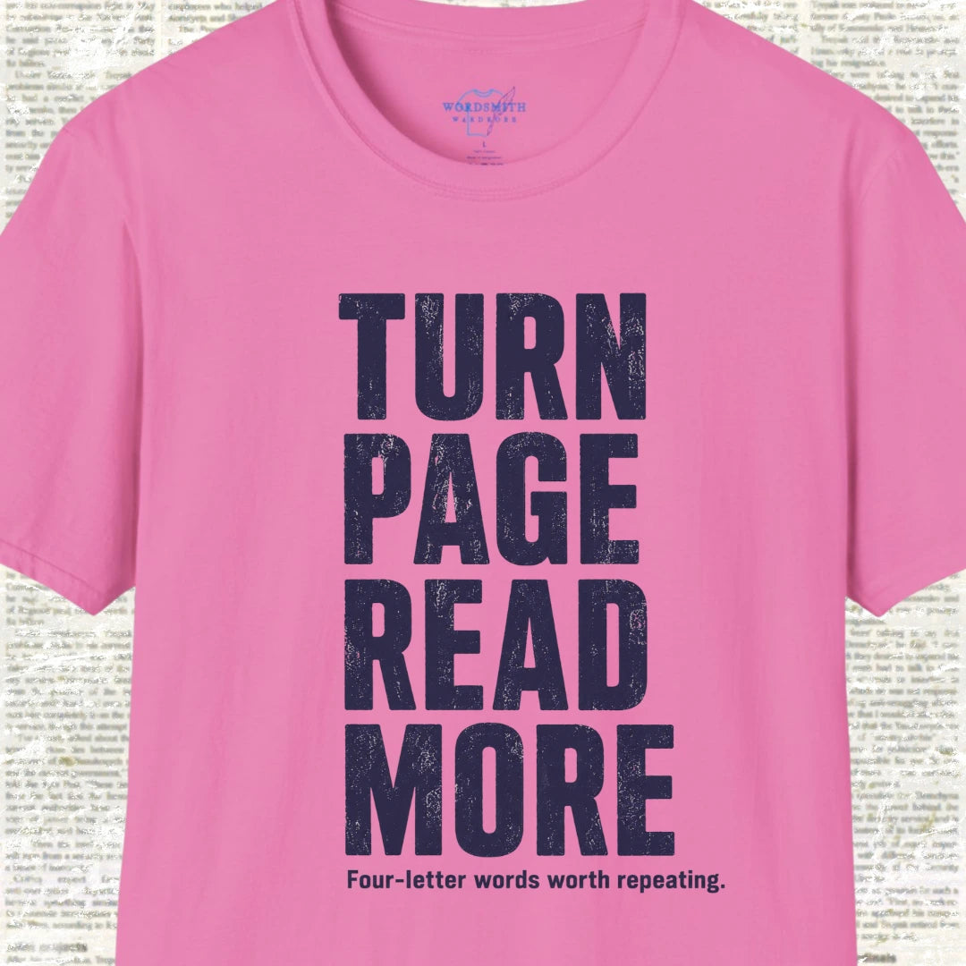 Turn Page Read More – T-Shirt - Azalea