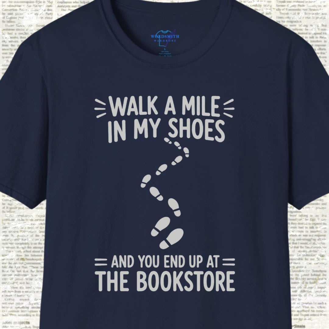 Walk a Mile in My Shoes Bookstore T-Shirt - Navy