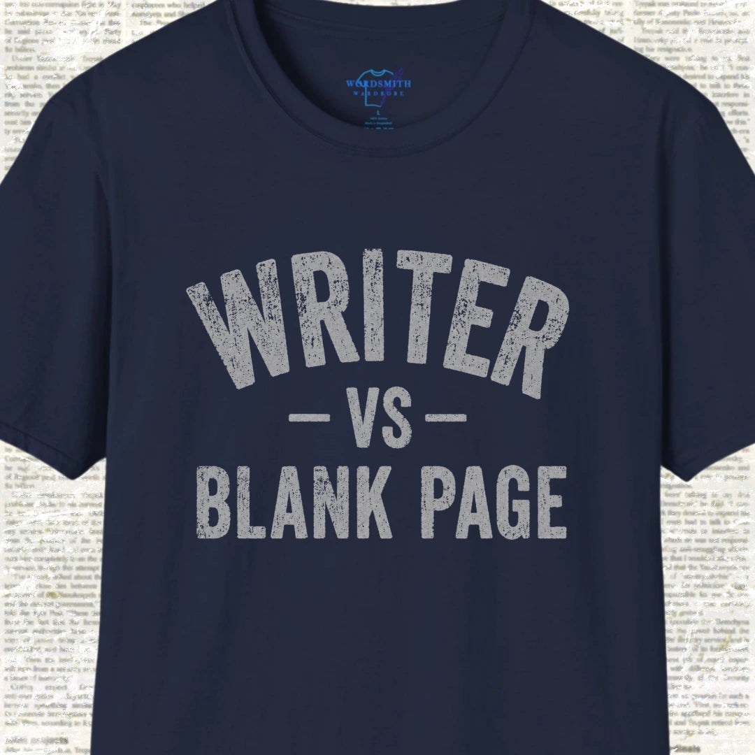 Writer vs Blank Page T-Shirt - Navy