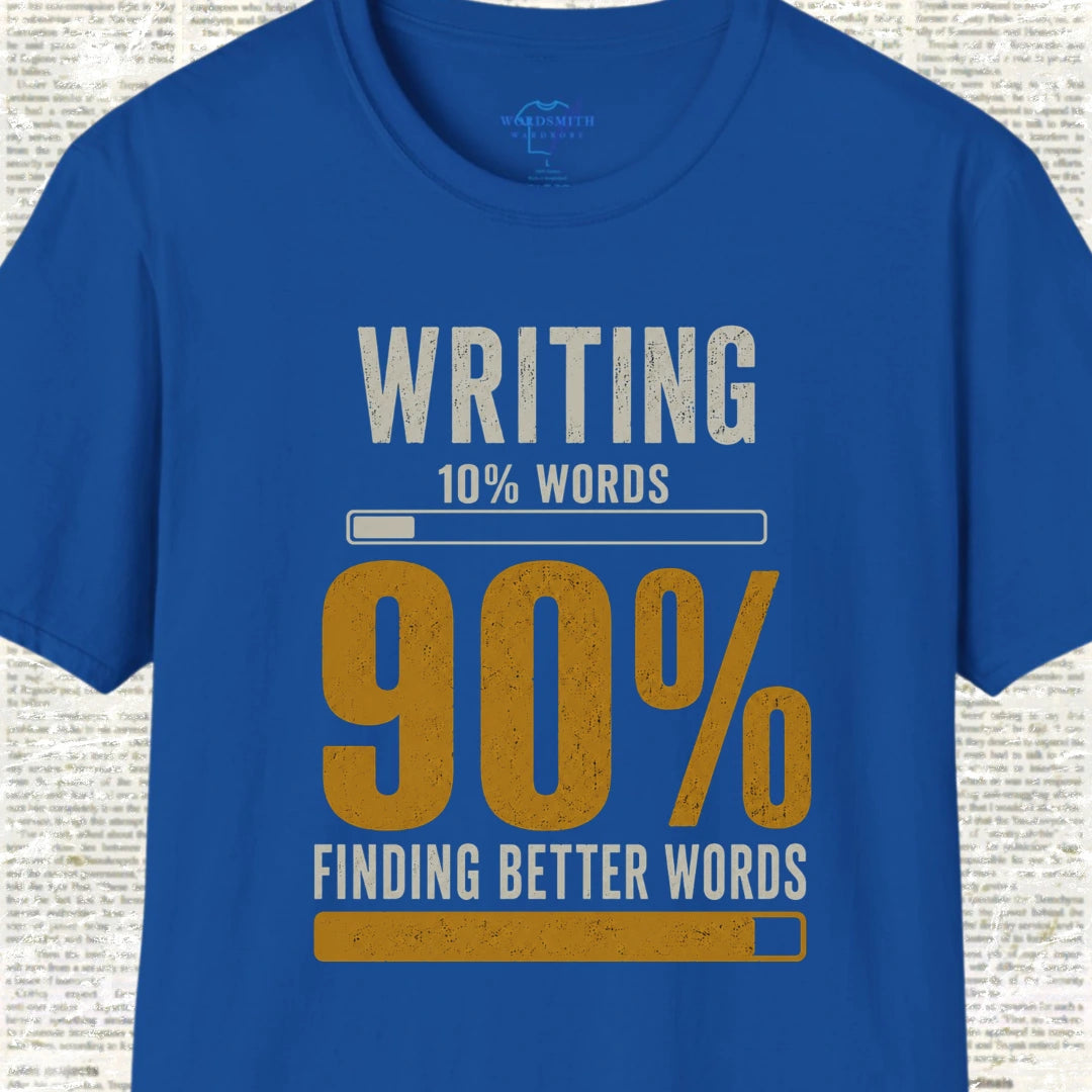 Writing 10% Words 90% Finding Better Words T-Shirt - Royal