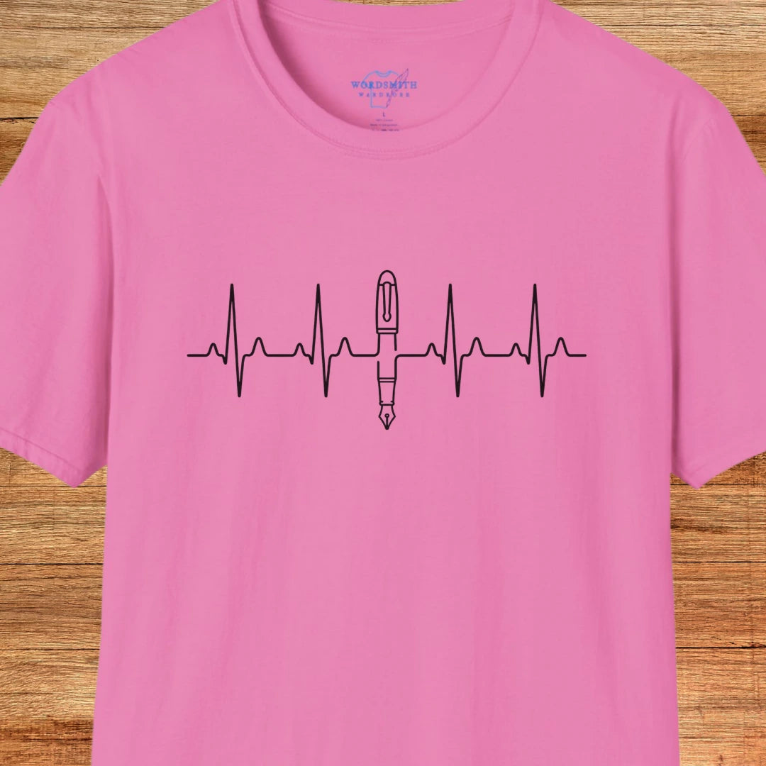 Writing Is Life – Heartbeat Pen Shirt - Azalea