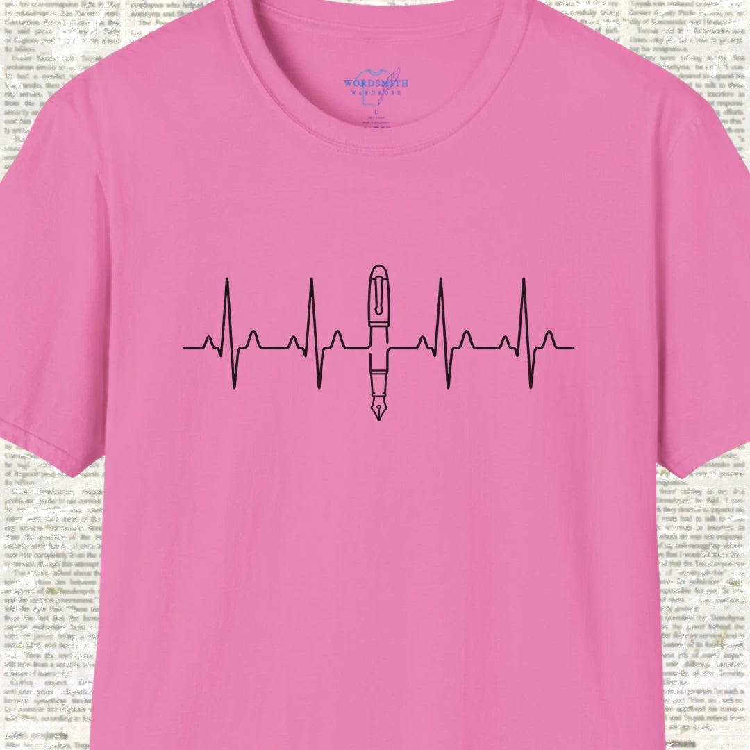 Writing Is Life – Heartbeat Pen Shirt - Azalea