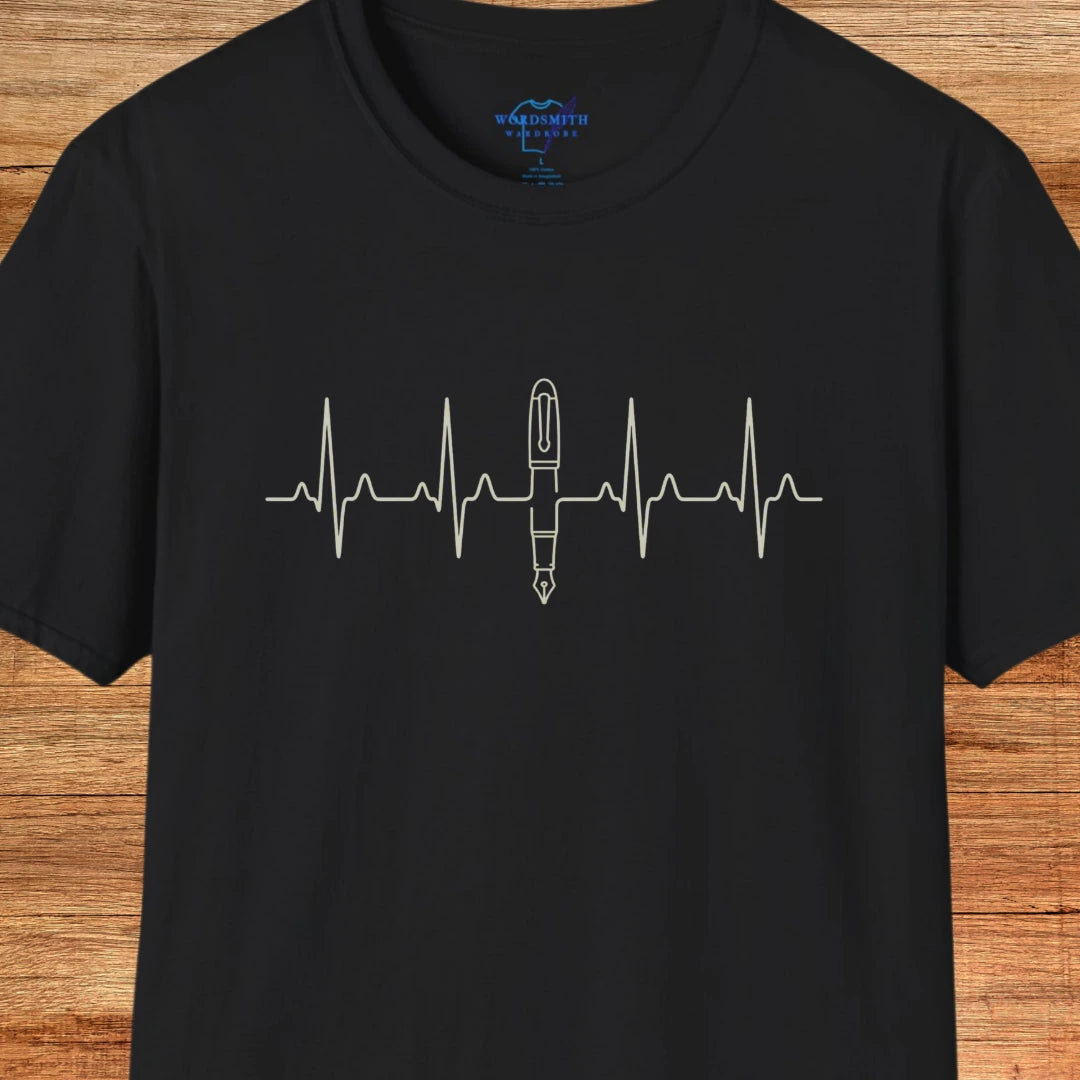 Writing Is Life – Heartbeat Pen Shirt - Black