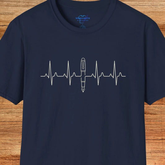 Writing Is Life – Heartbeat Pen Shirt - Navy