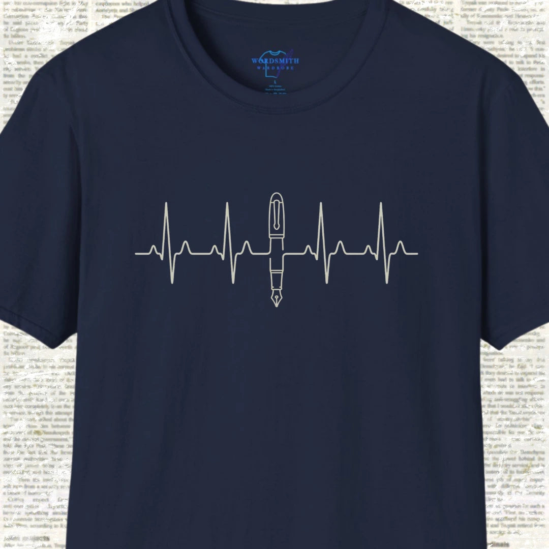 Writing Is Life – Heartbeat Pen Shirt - Navy