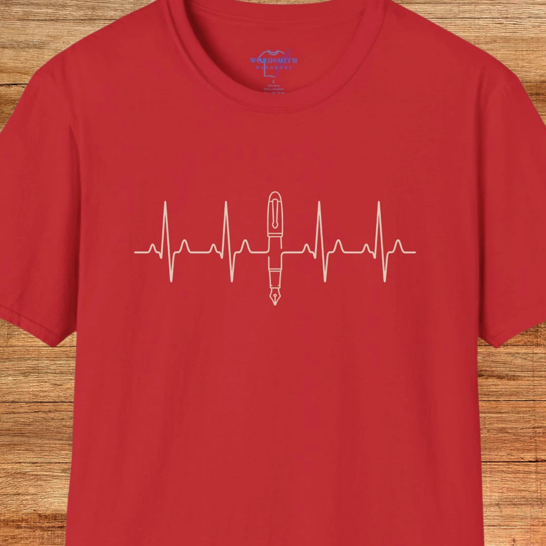 Writing Is Life – Heartbeat Pen Shirt - Red