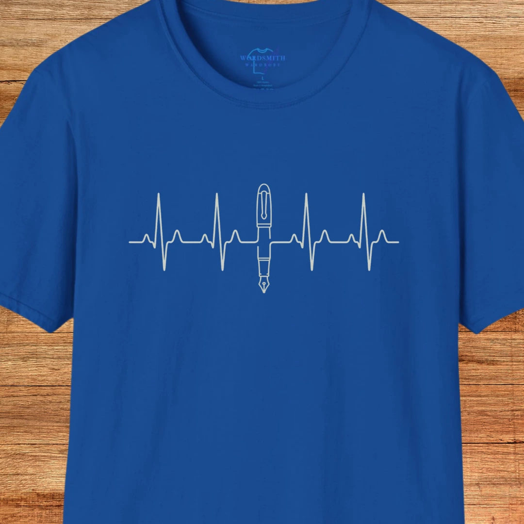 Writing Is Life – Heartbeat Pen Shirt - Royal