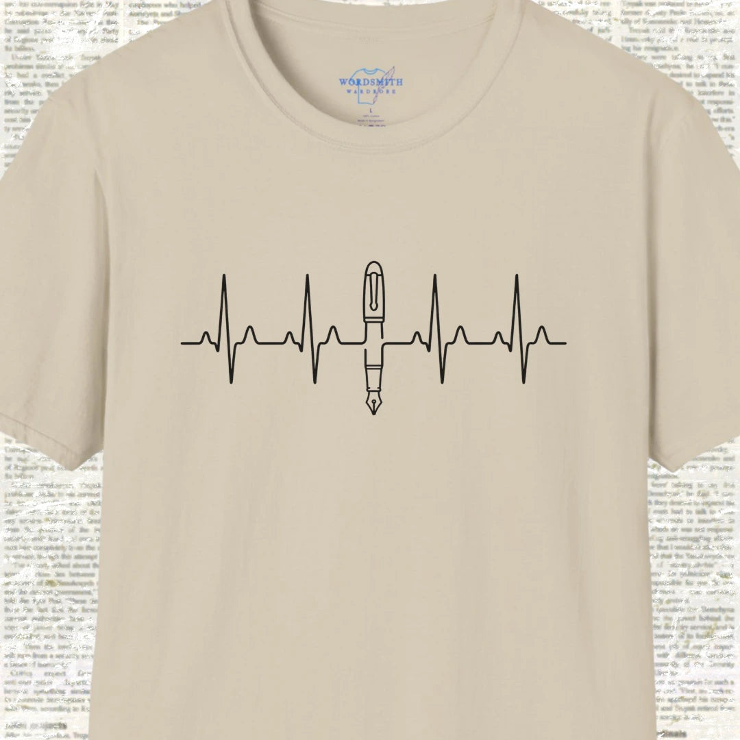 Writing Is Life – Heartbeat Pen Shirt - Sand