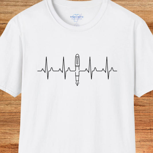 Writing Is Life – Heartbeat Pen Shirt - White