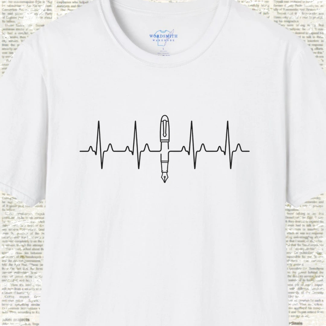 Writing Is Life – Heartbeat Pen Shirt - White