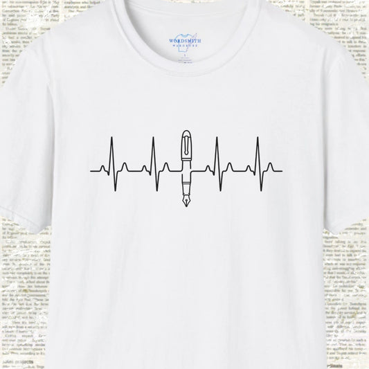 Writing Is Life – Heartbeat Pen Shirt - White